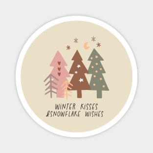 Winter Kisses and Snowflake Wishes - Boho Christmas Magnet